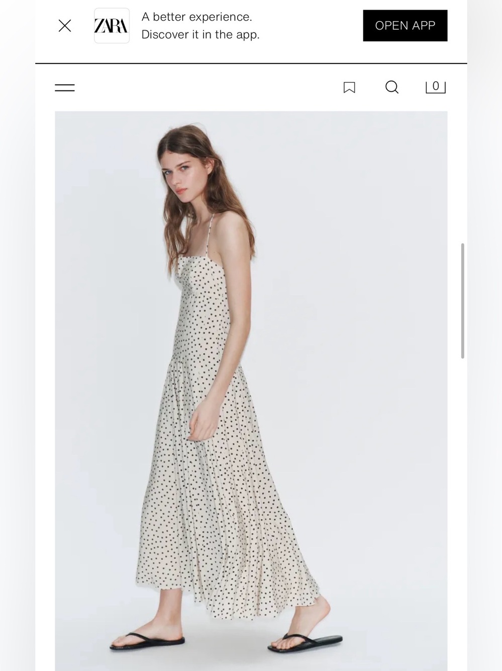ZARA Cream Polka Dot Spaghetti Strap Midi Dress